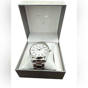 Gianello genuine Diamond Arco round silver link men watch new